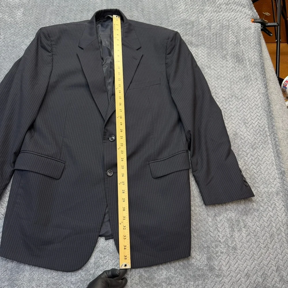 Jos A Bank Blazer Men 46L Black Pinstripe Regular Fit Two Button Wool Sport Coat